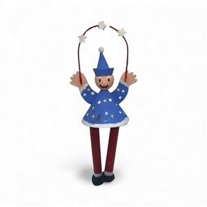 Christmas ornament metal clown Pinocchio 8" long dangley legs or vintage toy